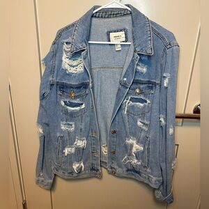 Light Blue Distressed Jean Jacket